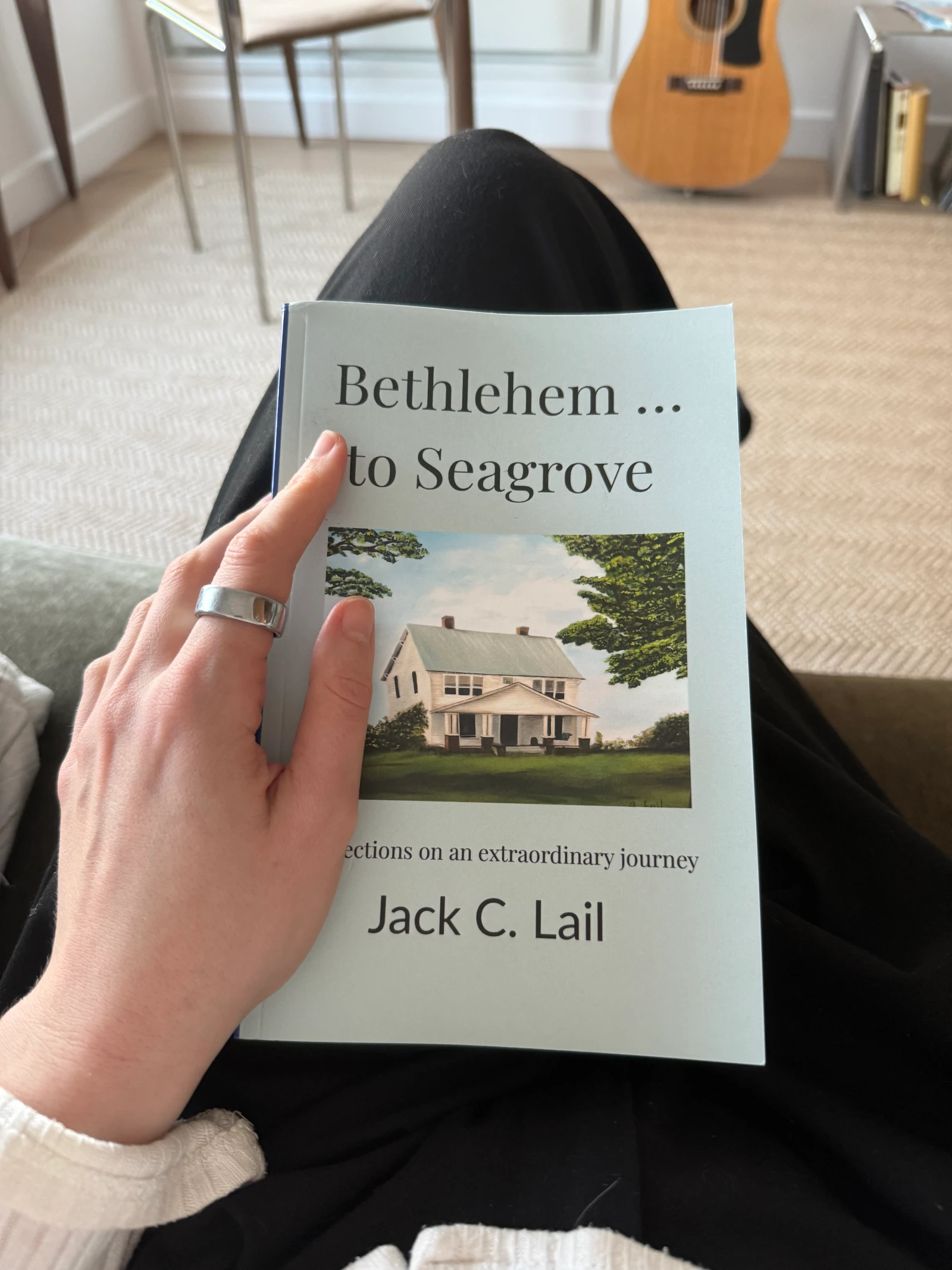 Elizabeth D. Lail holding the memoir Bethlehem ... to Seagrove by Jack C. Lail Photo courtesy of Elizabeth D. Lail